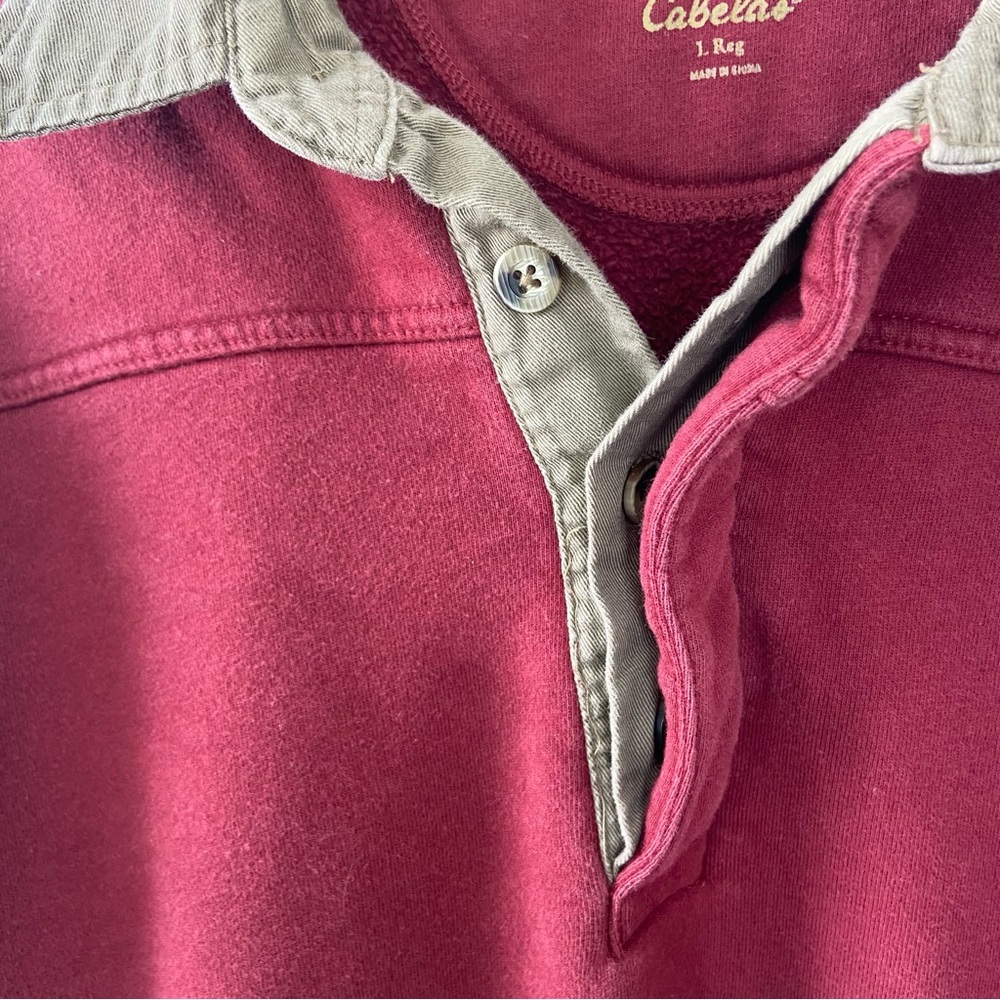 Vintage Cabela’s Pullover Collared Button Sweatsh… - image 3